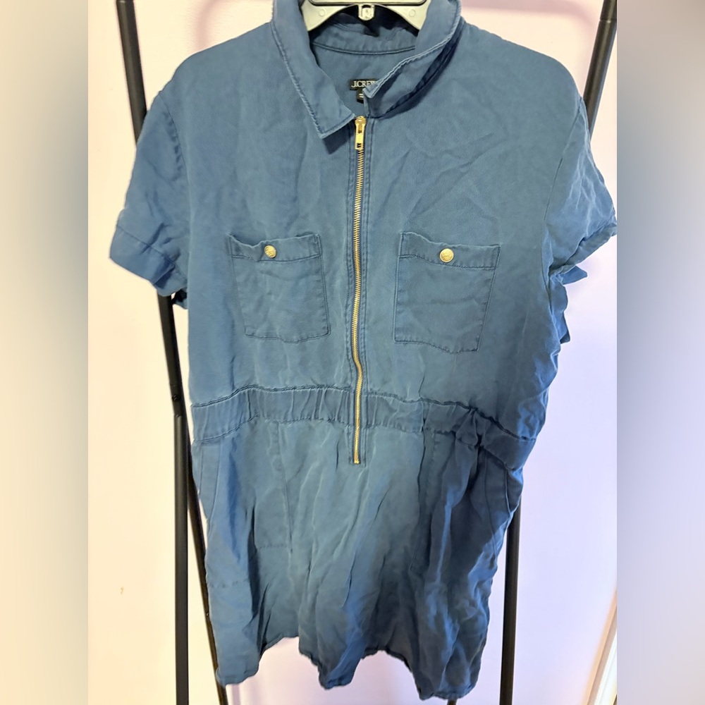 J. Crew Zip-Front Denim Dress Size 20 EUC